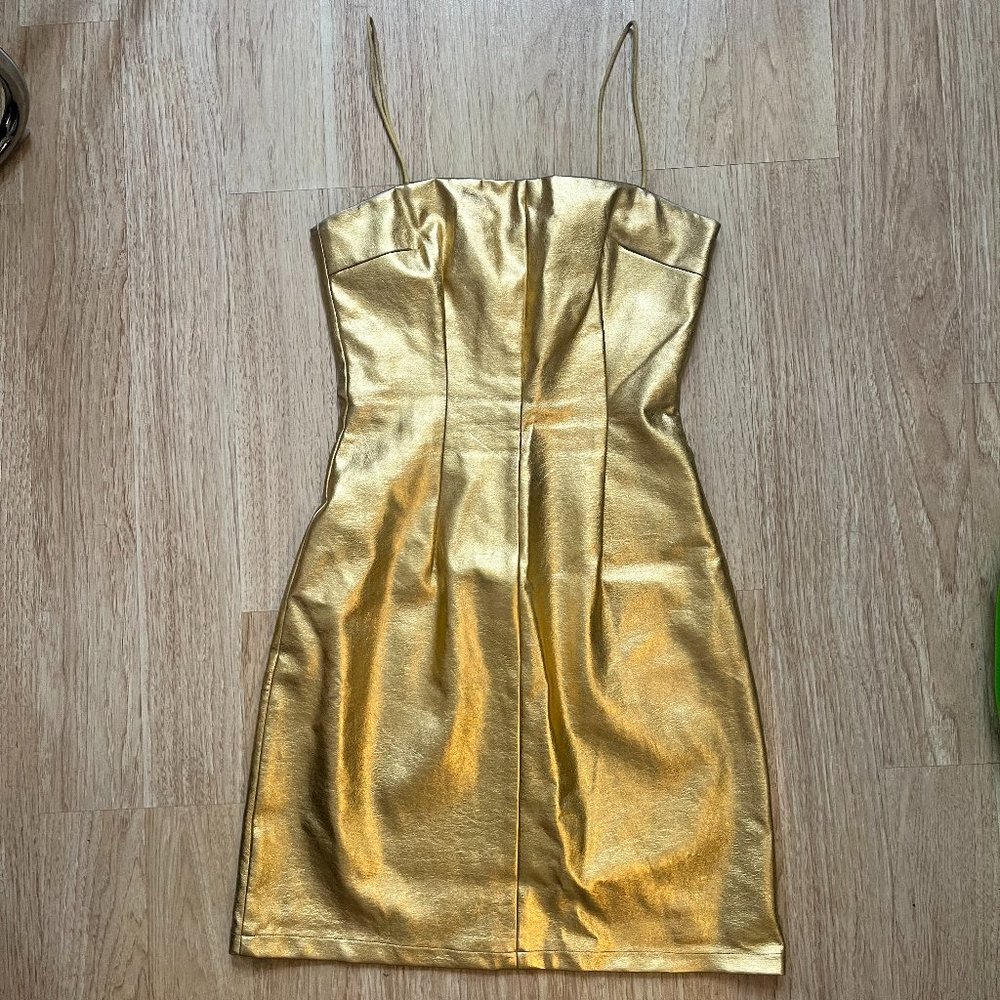 Fashion Brand Company Gold "Greed" Dress - Size Small - Hemmed